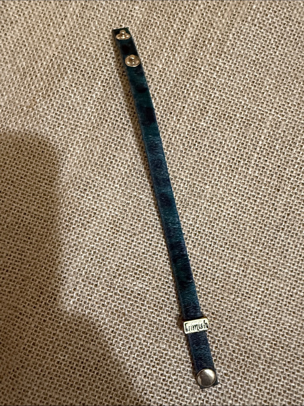 Erimish Dark Green And Black Fur and Leather Snap Bracelet